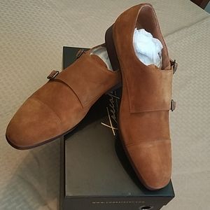 Men's Toecap Suede Double-Monk Shoes, Size 10-1/2D